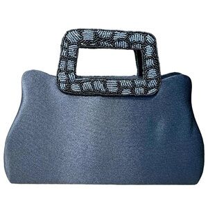 Bijoux Terner Vintage Beaded Handles Evening Black Bag.